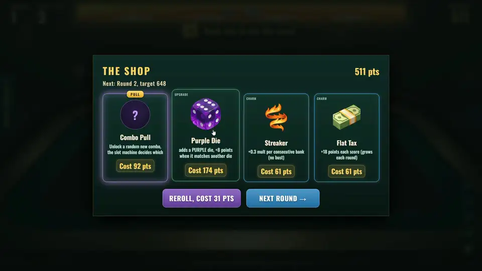 Dice & Dare : A Push-Your-Luck Casino-Style Dice Roguelike screenshot 2
