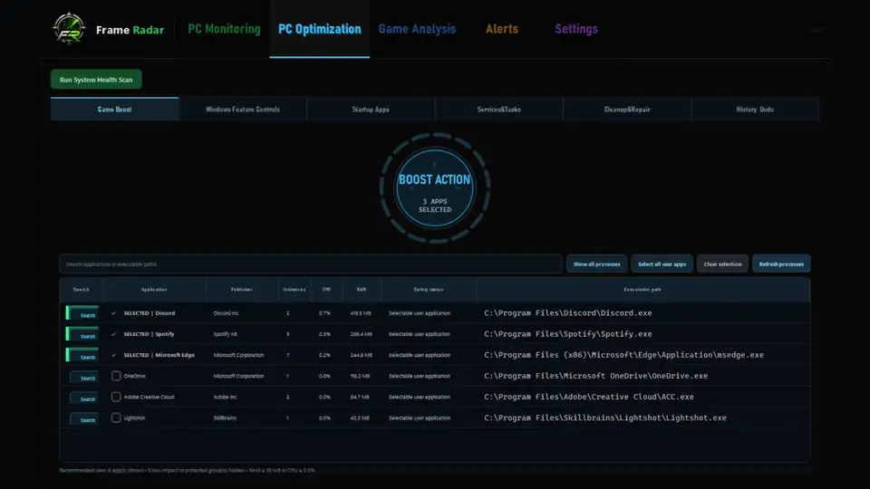 Frame Radar screenshot 3