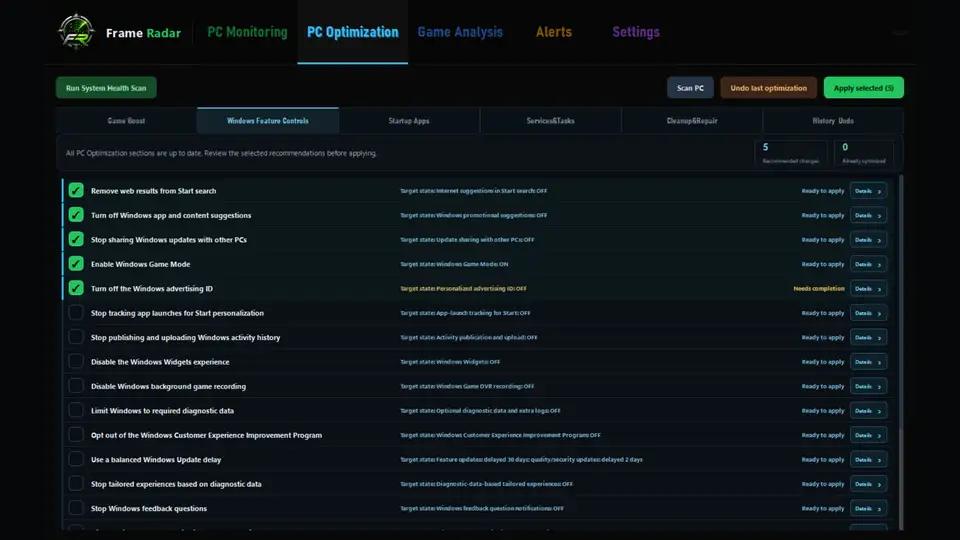 Frame Radar screenshot 4